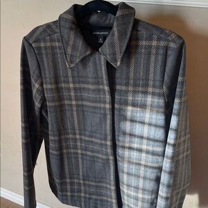 Banana Republic Charcoal and Beige Plaid Shirt Jacket